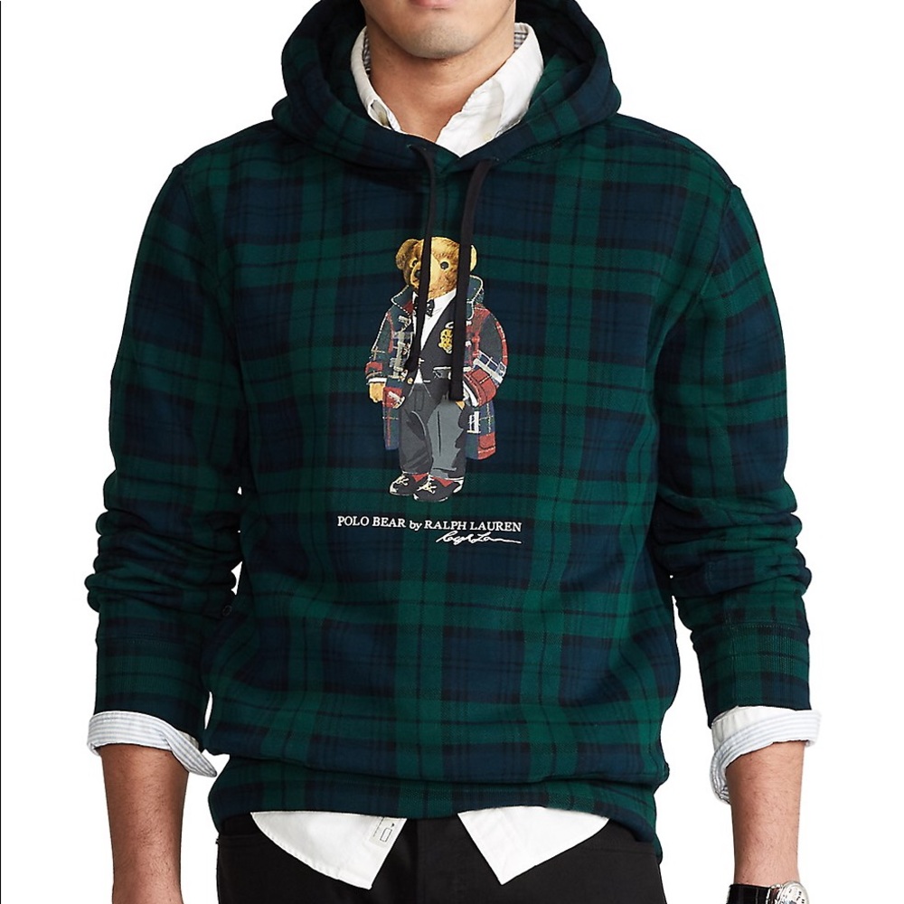 Polo Bear Hoodie 🐻 LG- EUC - Plaid